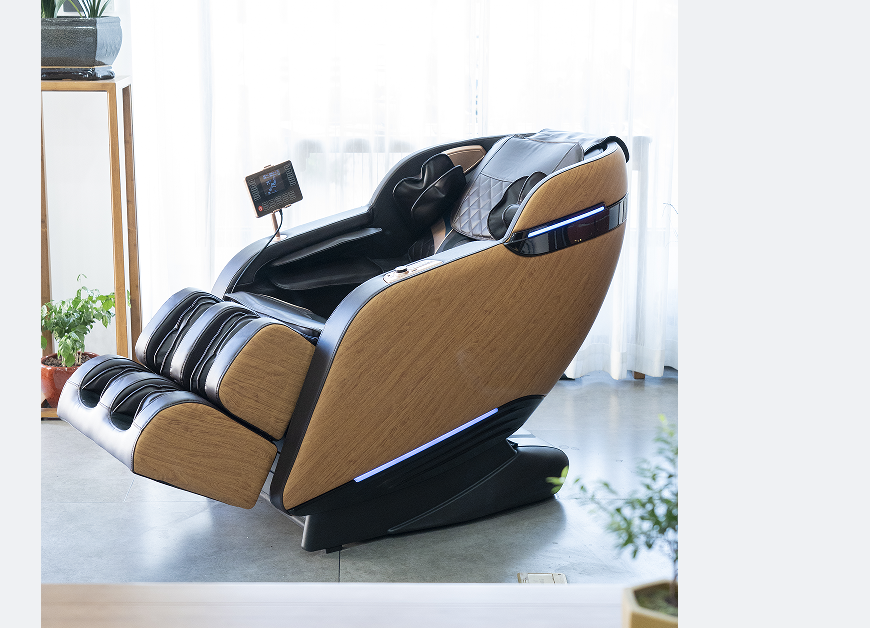 Serene Pro Zero-Gravity Massage Chair – Brown & Rose-Gold (Open Leg)