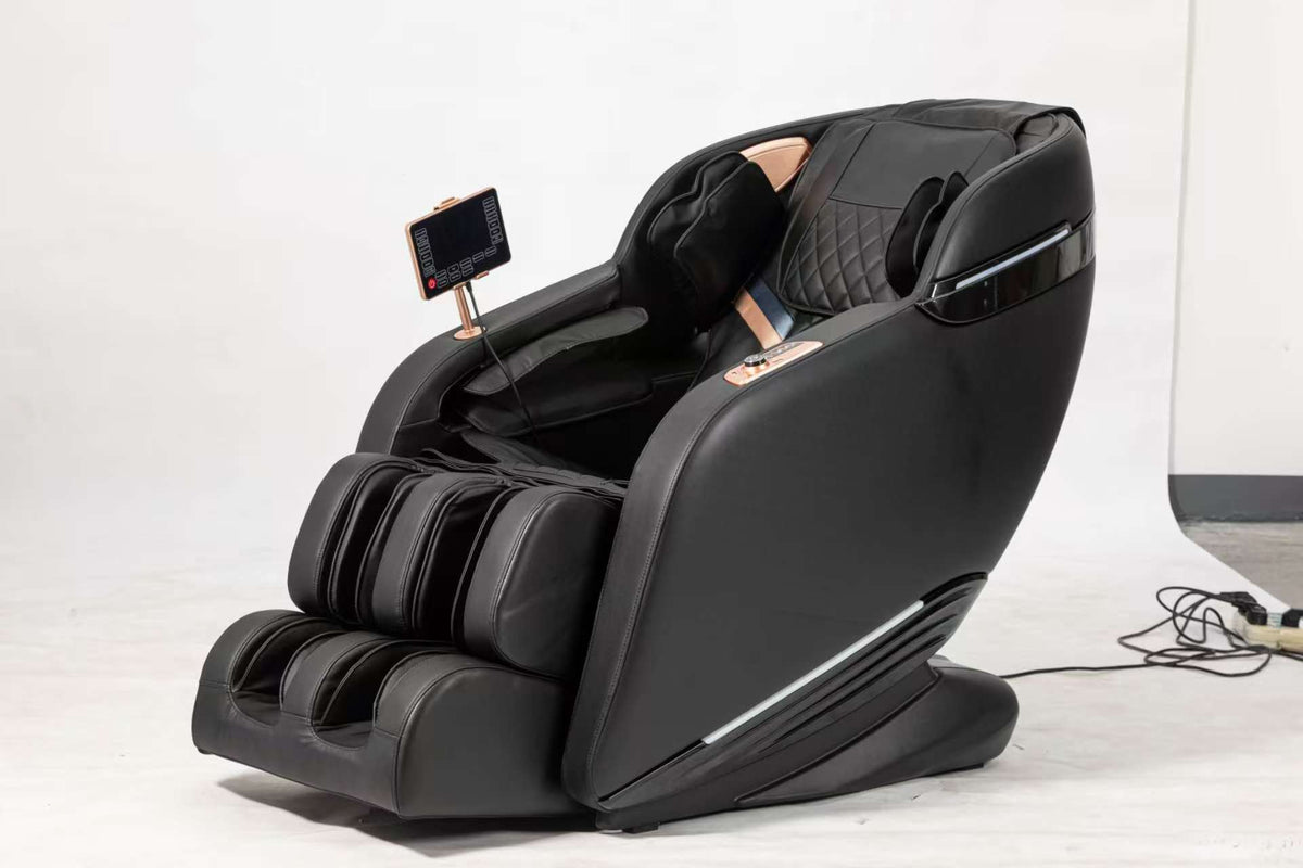 Serene Pro Zero-Gravity Massage Chair – Black & Rose-Gold (Open Leg)